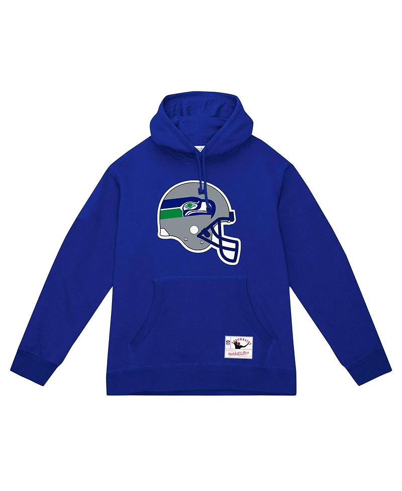 Mitchell & Ness Men's College Navy Seattle Seahawks Helmet Logo Vintage Pullover Hoodie