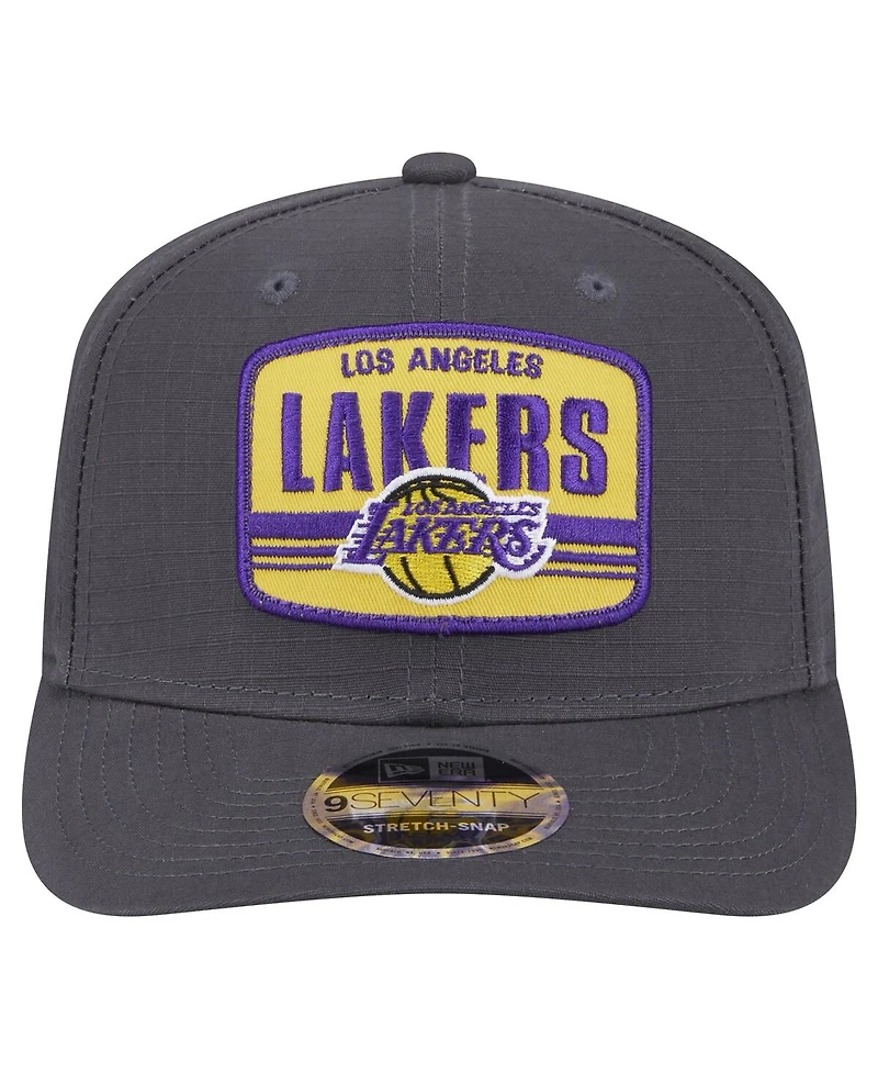 New Era Men's Graphite Los Angeles Lakers Team Elevated Patch 9SEVENTY Adjustable Hat
