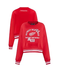 Pro Standard Women's Red Detroit Wings Area Code Cropped Pullover Sweatshirt