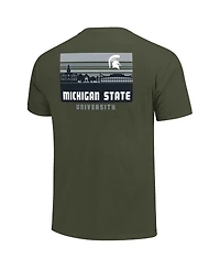 Image One Men's Green Michigan State Spartans Striped Campus Skyline T-Shirt