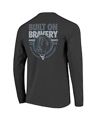 Image One Men's Graphite West Virginia Mountaineers Built On Bravery Comfort Colors Long Sleeve T-Shirt