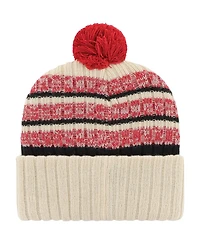 '47 Brand Men's Khaki Nebraska Huskers Tavern Cuffed with Pom Knit Hat