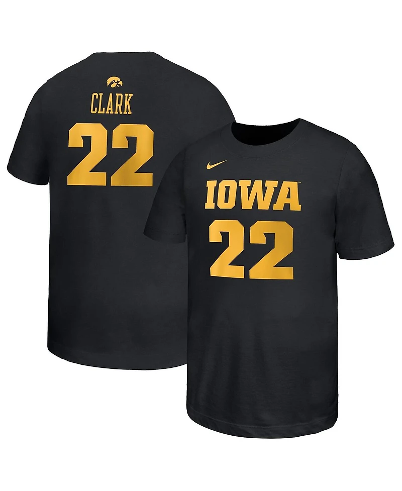 Nike Big Boys and Girls Caitlin Clark Black Iowa Hawkeyes Retired Player Name Number Core T-Shirt