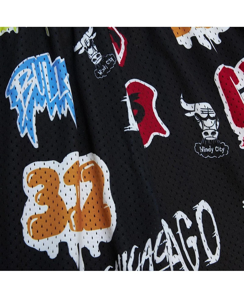 Mitchell & Ness Men's Black Chicago Bulls 1998/99 Hardwood Classics Slap Sticker Swingman Shorts