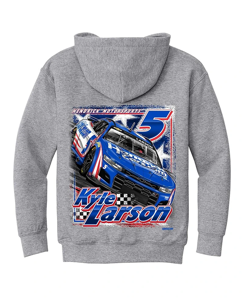 Hendrick Motorsports Team Collection Big Boys and Girls Heather Gray Kyle Larson Pullover Hoodie