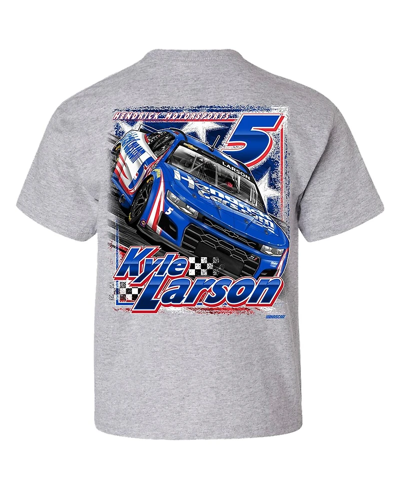Hendrick Motorsports Team Collection Big Boys and Girls Heather Gray Kyle Larson T-Shirt