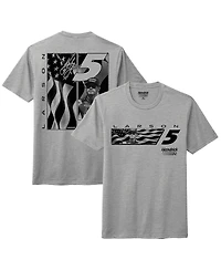 Hendrick Motorsports Team Collection Men's Heather Gray Kyle Larson Flag Tri-Blend T-Shirt