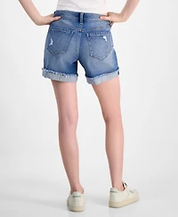 Celebrity Pink Juniors Mid Rise Frayed Cuff Shorts