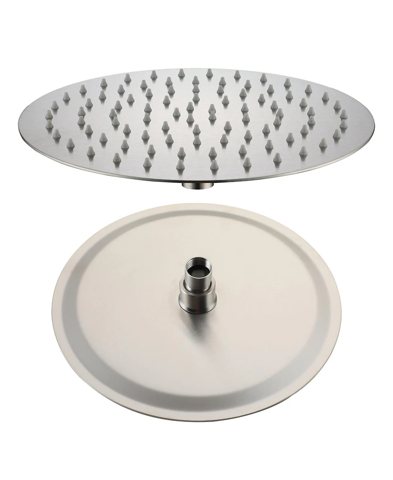 12 Inch Round 304 Stainless Steel Rain Shower Head - High Pressure, 360° Adjustable, Rust-Resistant, with Air-Injection Technology