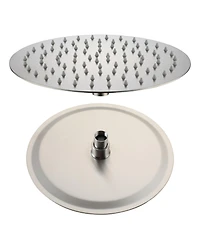 12 Inch Round 304 Stainless Steel Rain Shower Head - High Pressure, 360° Adjustable, Rust-Resistant, with Air-Injection Technology