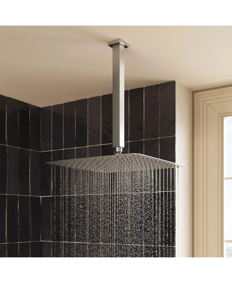 Square Shower Arm - 304 Stainless Steel, Universal 1/2" Npt Thread, Easy Installation, Corrosion-Resistant, and Decorative Cover