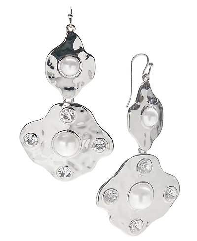I.n.c. International Concepts Rhodium-Plated Pave & imitation Pearl Statement Earrings, Exclusively at Macy's