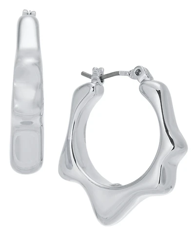 On 34th Wavy Rhodium Hex Hoop Earrings, Exclusively at Macy's