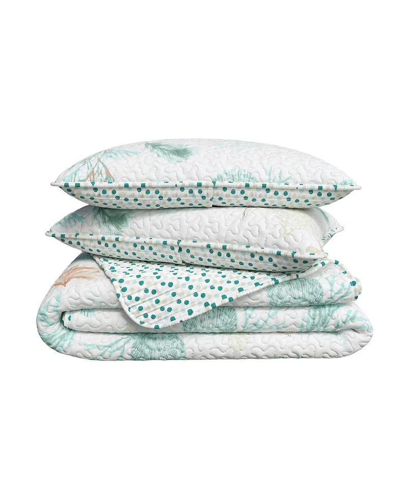 Linery & Co. Seashells & Stripes Microfiber Quilt Set With Shams