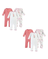 Hudson Baby Girls Cotton Coveralls, Woodland Fox 6-Piece, 9-12 Months