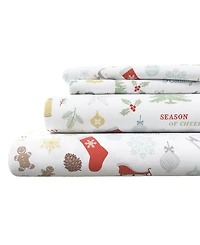 Linery & Co. Ultra-Soft Turkish Cotton Flannel Holiday Print Sheet Set