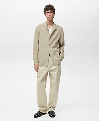 Mango Men's Wrinkled-Effect Crew Neck Shirt