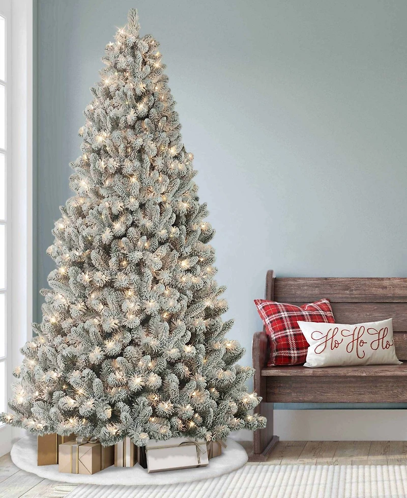 Puleo 6.5FT Pre-Lit Flocked Vancouver Pine Artificial Christmas Tree