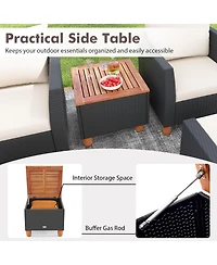 7 Pieces Patio Furniture Pe Rattan Sectional Sofa Set with Armchairs and Table