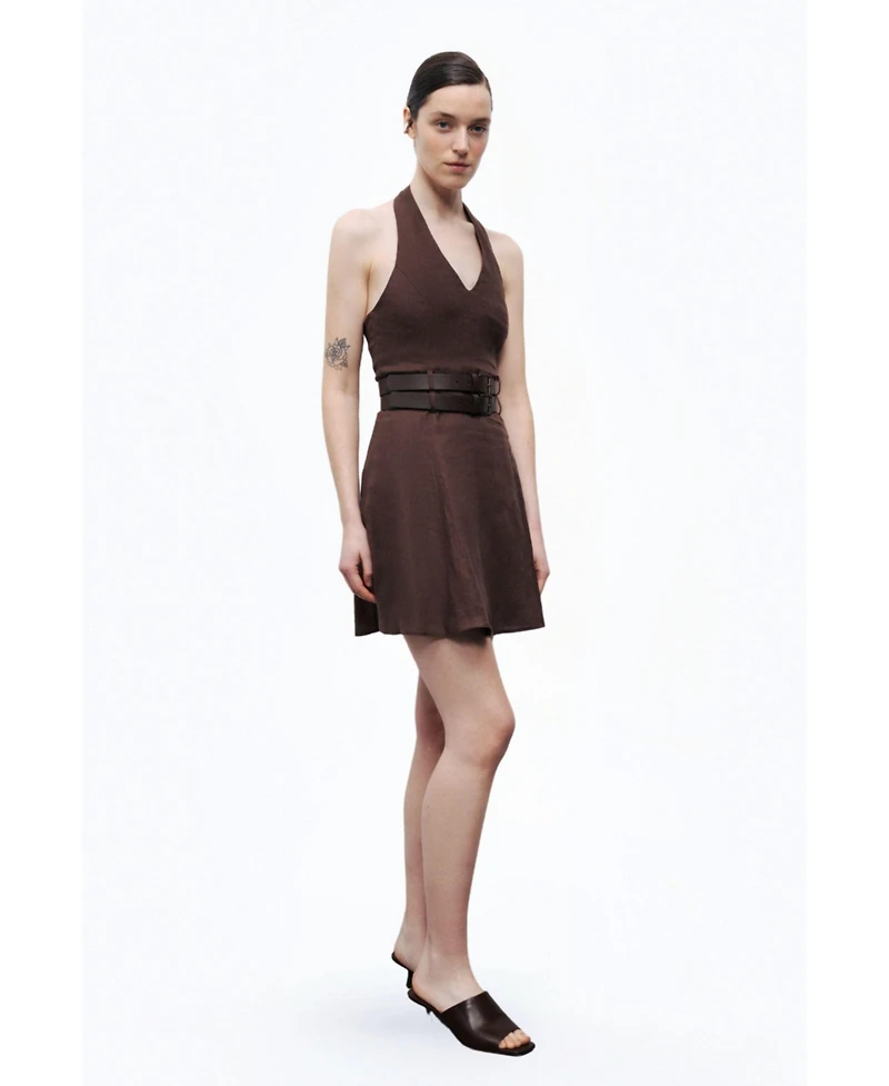 Nocturne Women's Double Belt Detailed Mini Dress