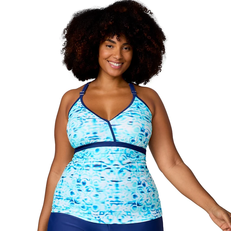 Free Country Plus Size Macrame Back Tankini Top