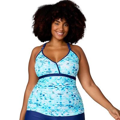 Free Country Plus Size Macrame Back Tankini Top