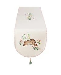 Design Imports Spring Bunny Embellished Cotton Reversible Table Runner, 14"x72"