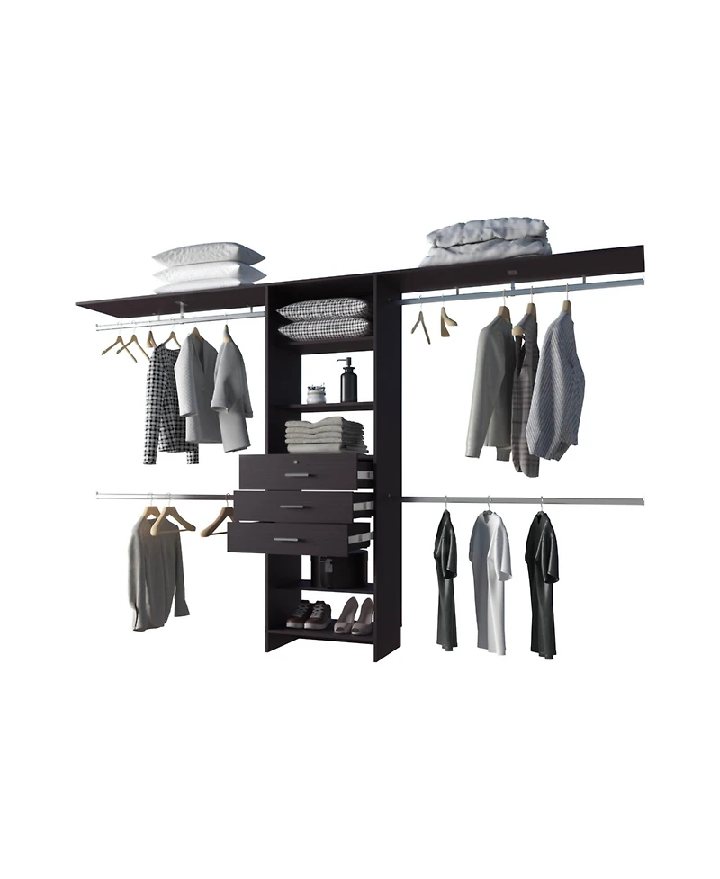 Geek Modular Closet Organizer System with Hanging Rods, Shelves, and Drawers