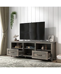 70.08 Inch Tv Stand with 2 Drawers & 4 Storage Shelves Morden Media Console Entertainment Center for Living Room or Bedroom, Grey Walnut