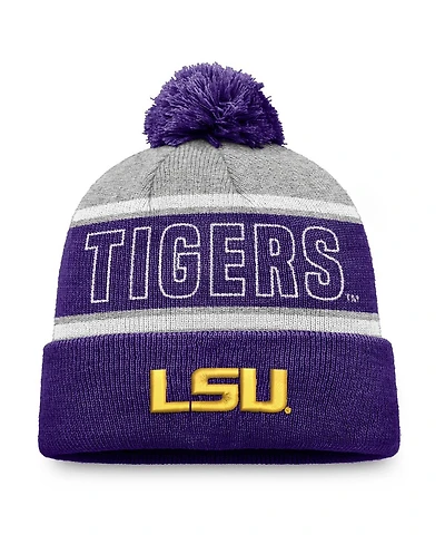 Top of the World Men's Purple Lsu Tigers Two-Tone Cuffed with Pom Knit Hat