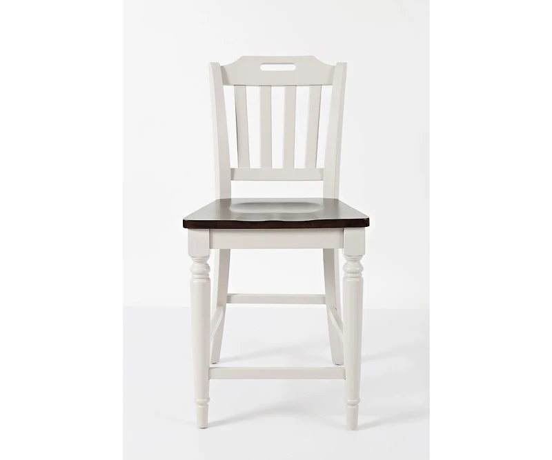 Orchard Park Farmhouse Solid Rubberwood Slatback Counter Height Stool (Set of 2)