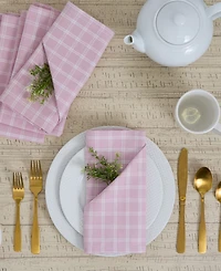 Design Imports Lilac Windowpane Plaid Cotton Napkins, Set of 4