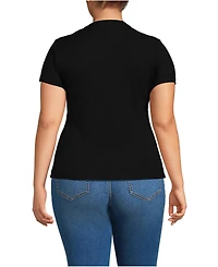 Lands' End Plus Drapey Rib Fitted Short Sleeve Mini T-Shirt