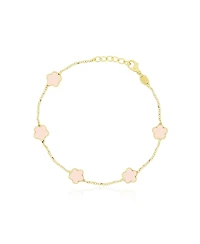 The Lovery Pink Pearl Flower Bracelet 14K Gold