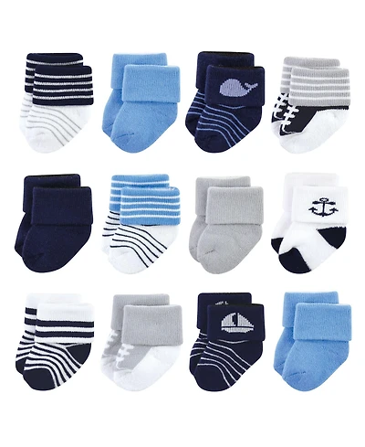 Luvable Friends Baby Boys Plush Cotton Terry Sock Multipack