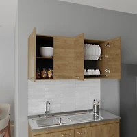 Oceana 120 Wall Cabinet, Four Doors, Two Cabinets, Two Shelves, Natural Oak