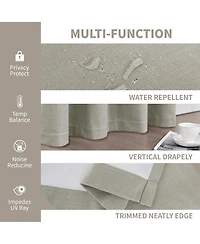 100% Blackout Linen Blend Texture Grommet Curtain Pair(2 Panels