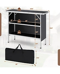 Folding Camping Table with 2-Tier Open Shelves for Outdoor Bbq