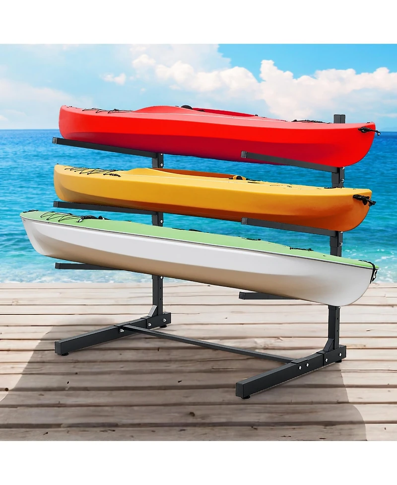 Lugo 3-Tier Freestanding Outdoor Kayak, Canoe and Surfboard Storage Rack