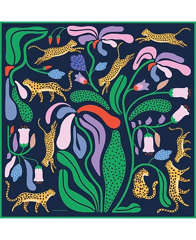 Jessie Zhao New York Double Sided Wool Silk Scarf Of Jungle Night
