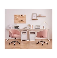 Yaheetech Home Office Chair with Tufted Barrel, Pink
