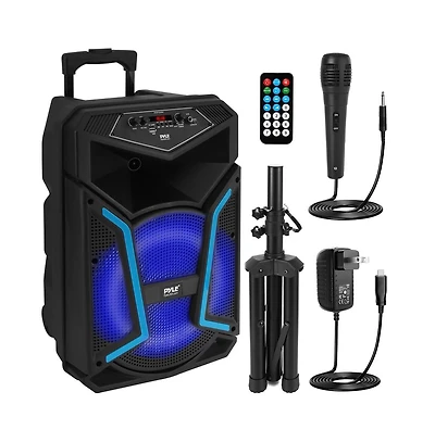 SereneLife 12" Bluetooth Pa Speaker & Mic System with Led Lights, 800W