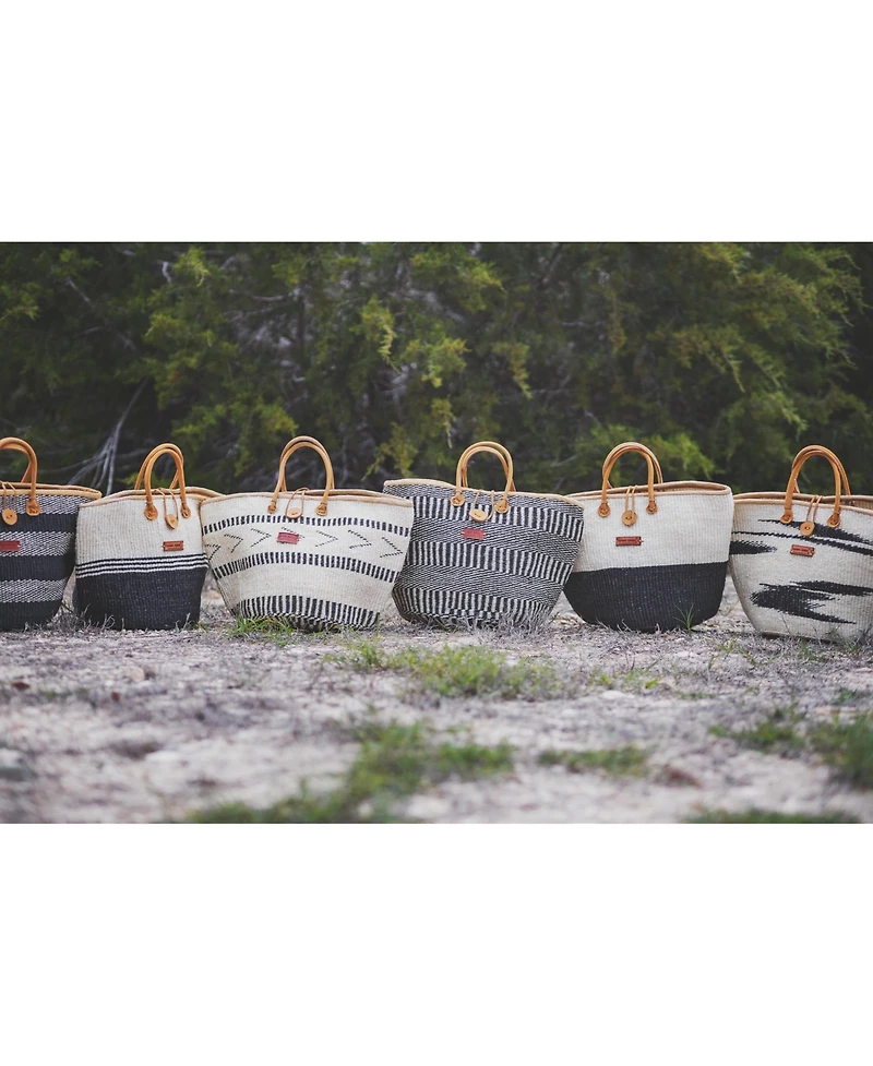 Balance Tri Stripes Handwoven Sisal Basket Tote Bag
