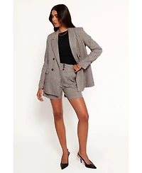 Petal and Pup Women's Lesia Double Button Fitted Plaid Blazer