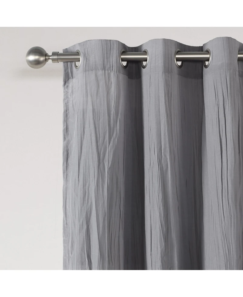 Grommet Broomstick Crush Curtains Pair, 38"X63"