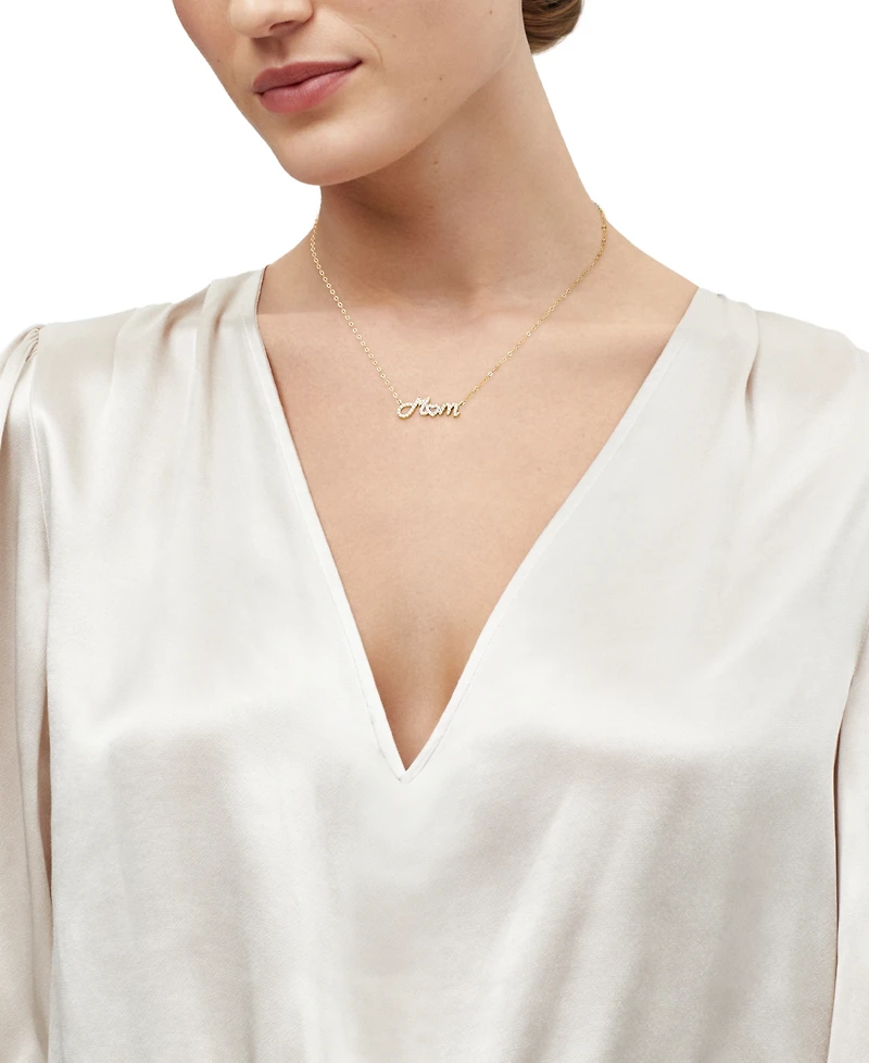 Diamond Mom Heart 18" Pendant Necklace (1/5 ct. t.w.) in 14k Gold-Plated Sterling Silver