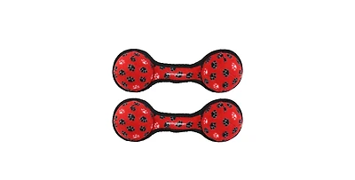 Tuffy Ultimate 2 Ball Tug Red Paw, 2 Pack Durable Squeaky Dog Toy