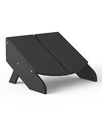 Outdoor 4-Piece Hdpe Modern Adirondack Chairs Set with Folding Patio Ottomans and Cup Holder