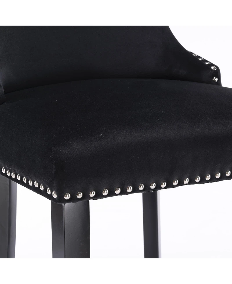 Set of 2 Velvet Counter Height Stools, 26.7" Upholstered Wingback Chairs with Button Tufted Backrest for Kitchen Island-The Pop Home