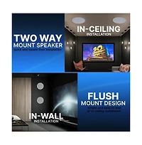 Pyle PDIC8LT 8" In-Wall/In-Ceiling 70V Speaker - Flush Mount Low-Profile, 600W, Magnetic Grill, White